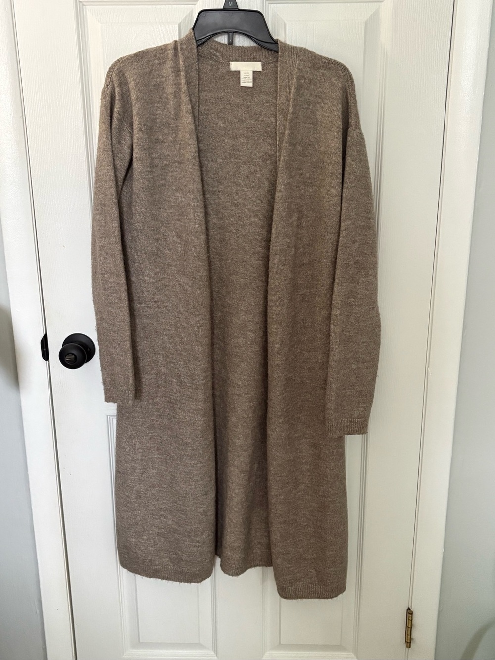 H&M Long Open-Front Taupe Women's Cardigan